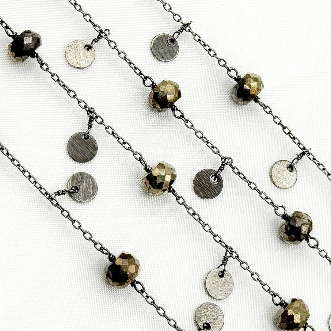 Pyrite and Dangle Disc Oxidized Connected Wire Chain.
