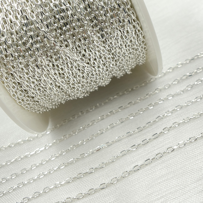 925 Sterling Silver Diamond Cut Paperclip Link Chain.