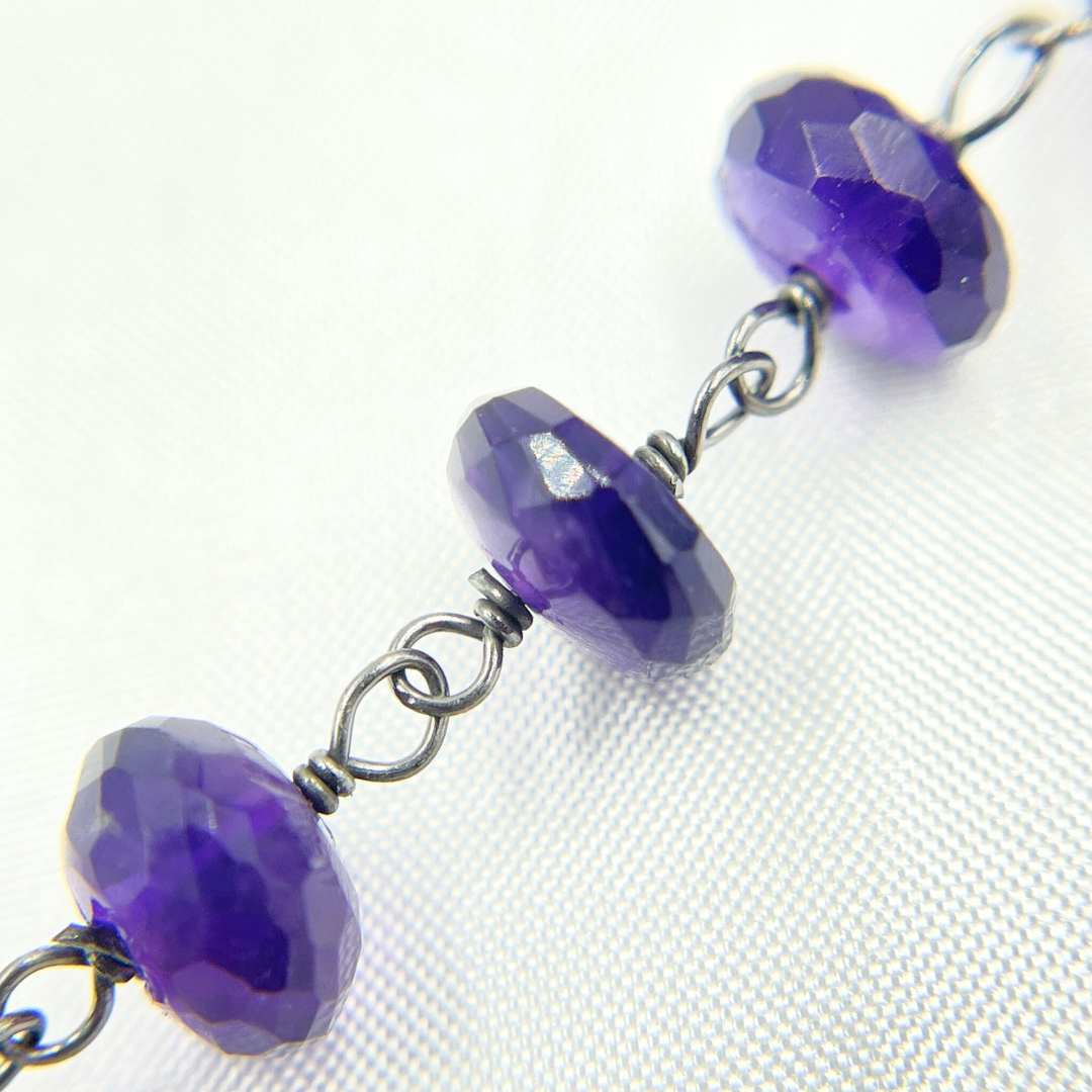 Amethyst Oxidized 925 Sterling Silver Wire Chain