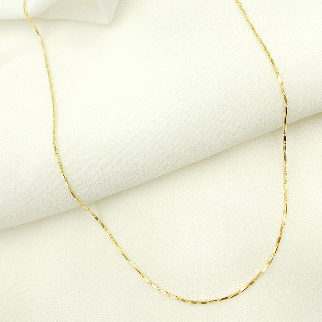 14K Solid Gold Bars Chain
