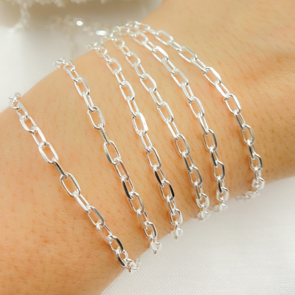 Sterling Silver Diamond Cut Paperclip Link Chain