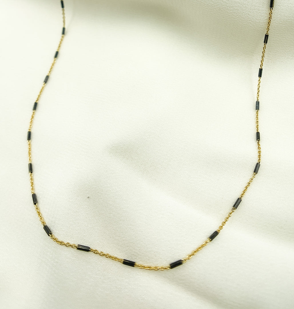 Gold Plated 925 Sterling Silver Chain with Black Rhodium Tubes. 21Necklace