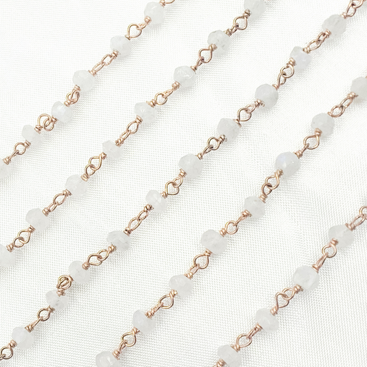 White Moonstone Rose Gold Plated Wire Chain
