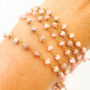 Rhodochrosite Gold Plated Wire Chain