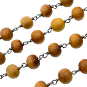 Wood Round Shape Wire Wrap Chain