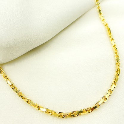14K Solid Gold Diamond Cut Box Link Chain