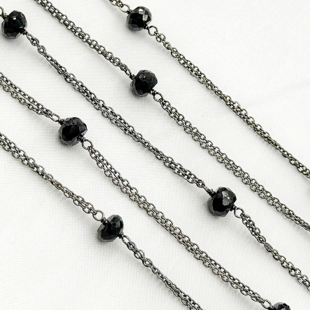 Black Spinel Double Oxidized Connected Wire Chain.