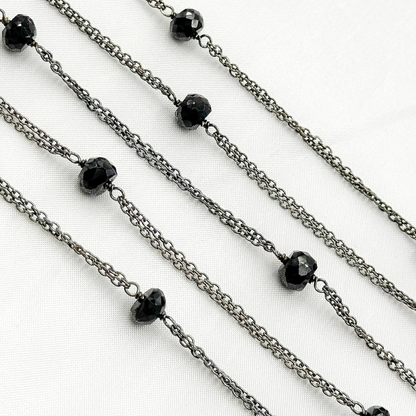 Black Spinel Double Oxidized Connected Wire Chain.