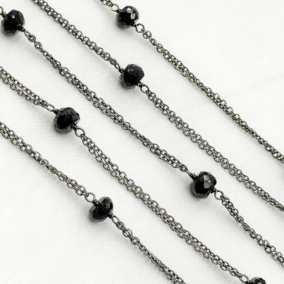 Black Spinel Double Oxidized Connected Wire Chain. BSP30