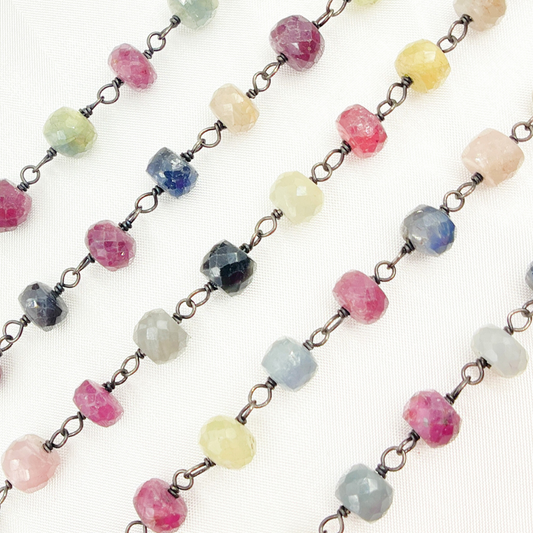 Multi Sapphire Oxidized Wire Chain