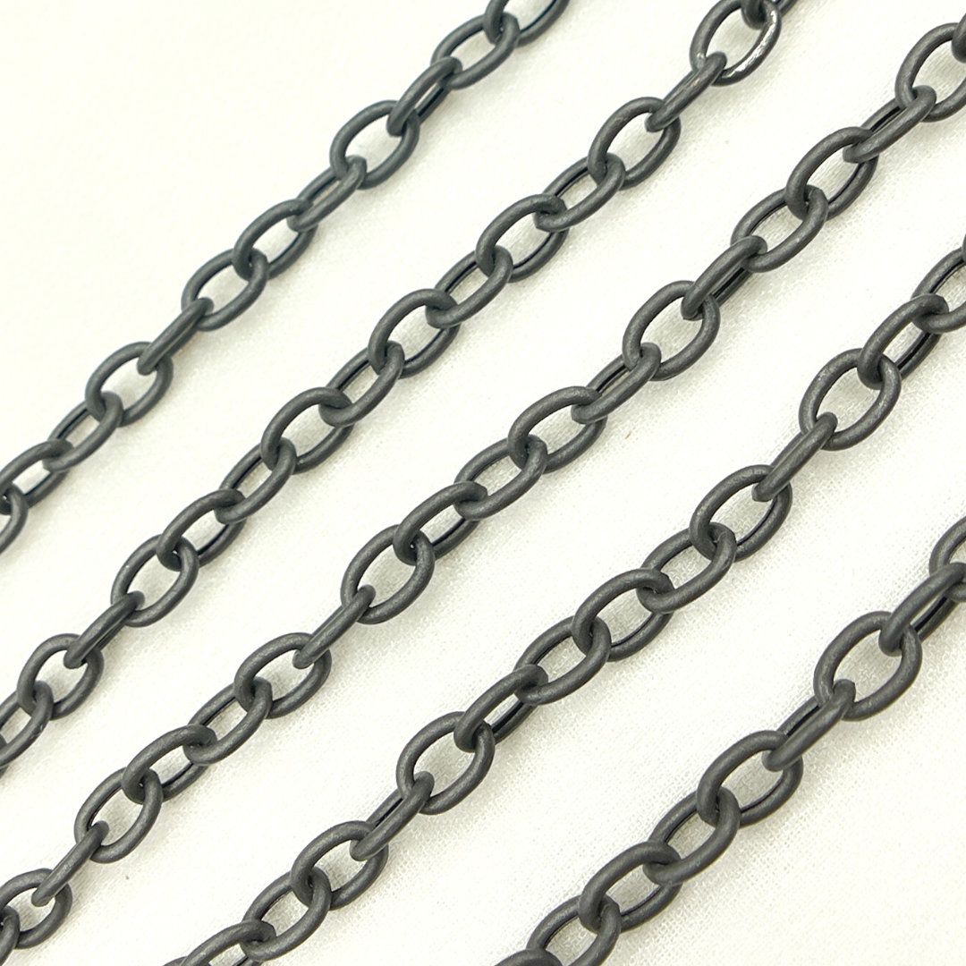 Black Rhodium 925 Sterling Silver Smooth Cable Link Chain