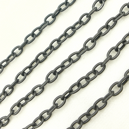 Black Rhodium 925 Sterling Silver Smooth Cable Link Chain