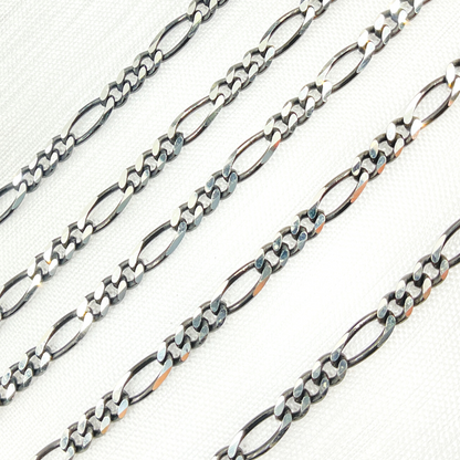 Black Rhodium & Sterling Silver Figaro Link Chain