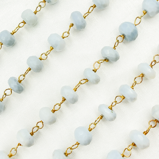 Blue Opal Gold Plated Wire Chain.