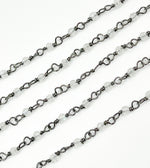 Load image into Gallery viewer, Rainbow Moonstone Wire Wrap Chain made with Black Rhodium 925 Sterling Silver. MS31
