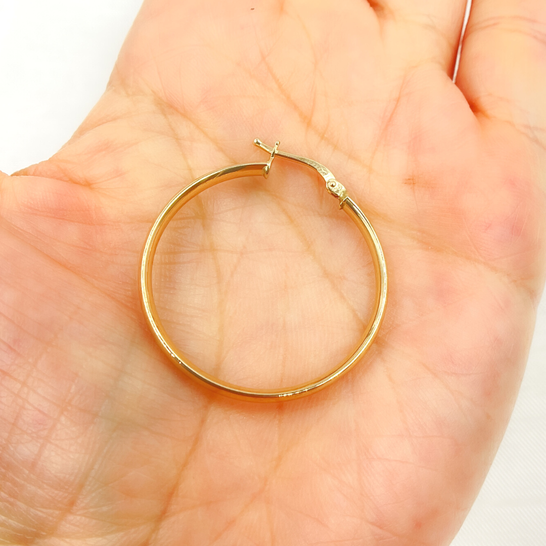 14K Solid Gold Hollow Hoop