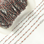 Load image into Gallery viewer, Garnet &amp; CZ Oxidized Wire Chain. GAR13
