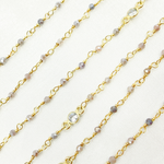 Load image into Gallery viewer, Coated Multi Moonstone &amp; CZ Gold Plated Wire Chain. CMS66
