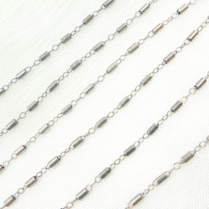 Oxidized Sterling Silver Fancy Tube Link Chain