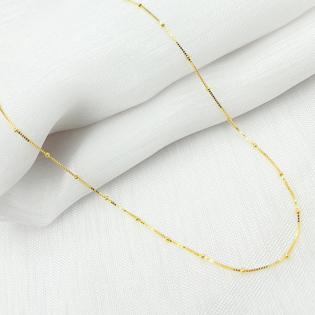 040VEDS3. 14K Solid Gold Satellite Chain