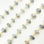 Load image into Gallery viewer, Coated Labradorite Rondel Smooth Gold Plated Wire Chain. CLB43
