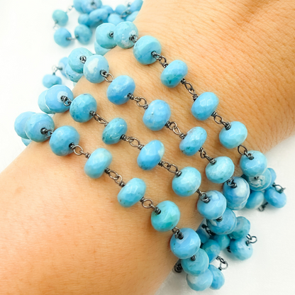 Turquoise Rondel Oxidized Wire Chain
