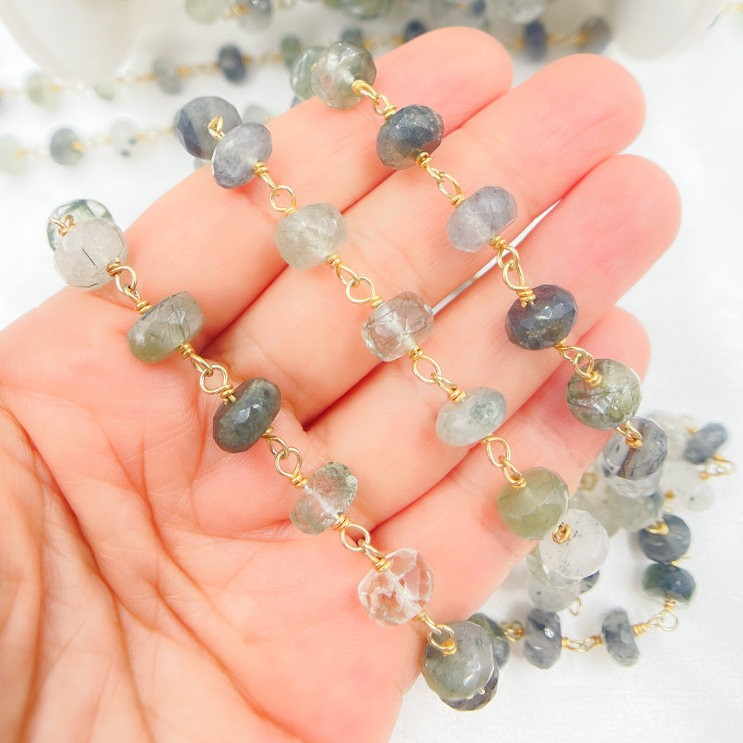 Green Rutile Gold Plated Wire Chain.