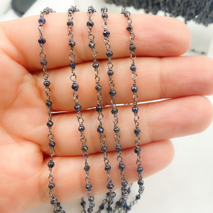 Blue Sapphire Oxidized Wire Chain