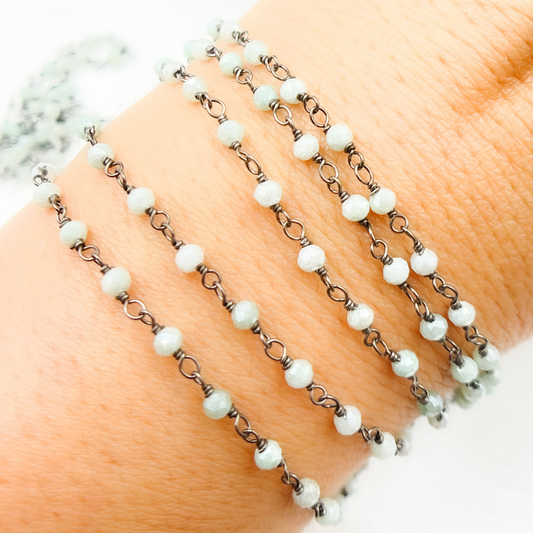 Coated Aventurine Oxidized Wire Chain