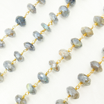 Load image into Gallery viewer, Coated Labradorite Faceted Rondel Gold Plated Wire Chain. CLB38
