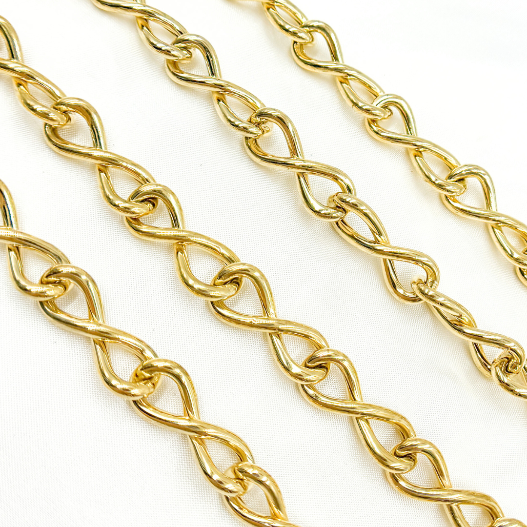 Gold Plated 925 Sterling Silver Hollow Infinite Link Chain. 565MTGP