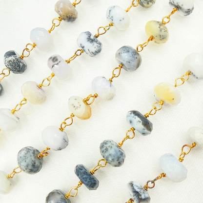 Dendrite Opal Gold Plated Wire Chain