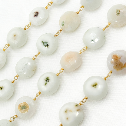 Solar Quartz Coin Shape Gold Plated Wire Chain