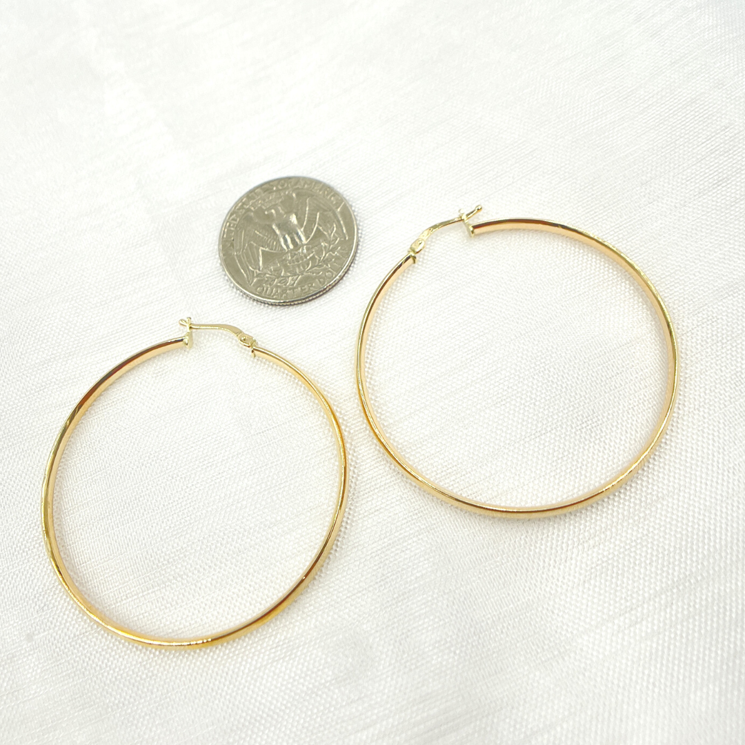 14K Solid Gold Hollow Smooth Hoop