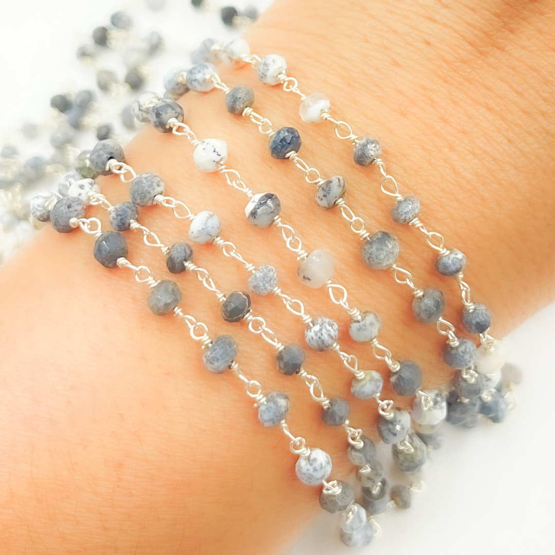 Dendrite Opal 925 Sterling Silver Wire Chain