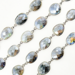 Load image into Gallery viewer, Coated Labradorite Organic Shape Bezel Oxidized Wire Chain. CLB72
