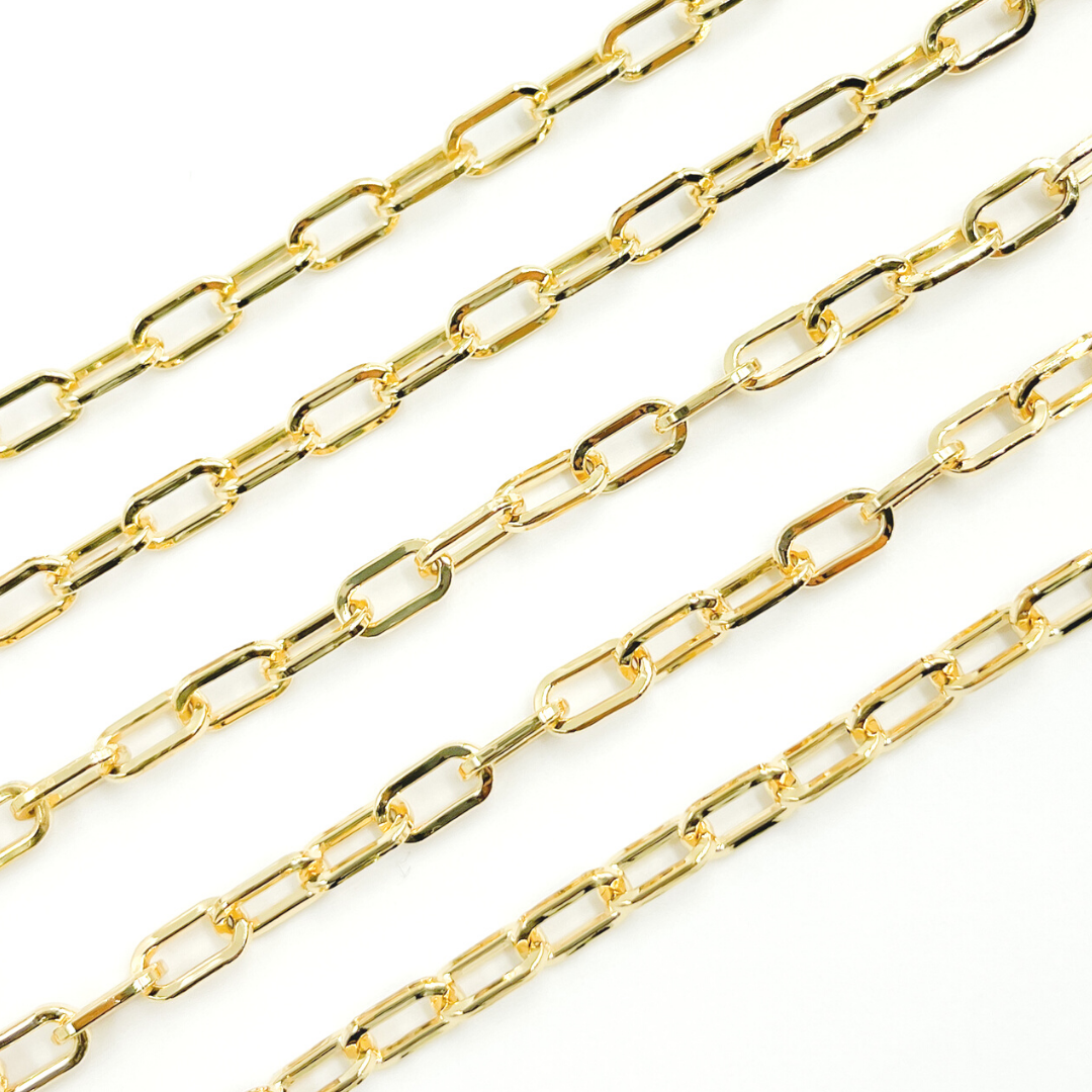 Gold Plated 925 Sterling Silver Round Paper Clip Chain. 