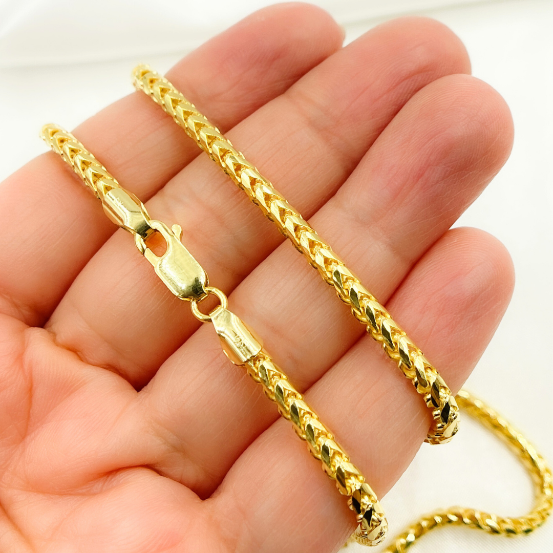 14k Solid Yellow Gold Wheat Chain