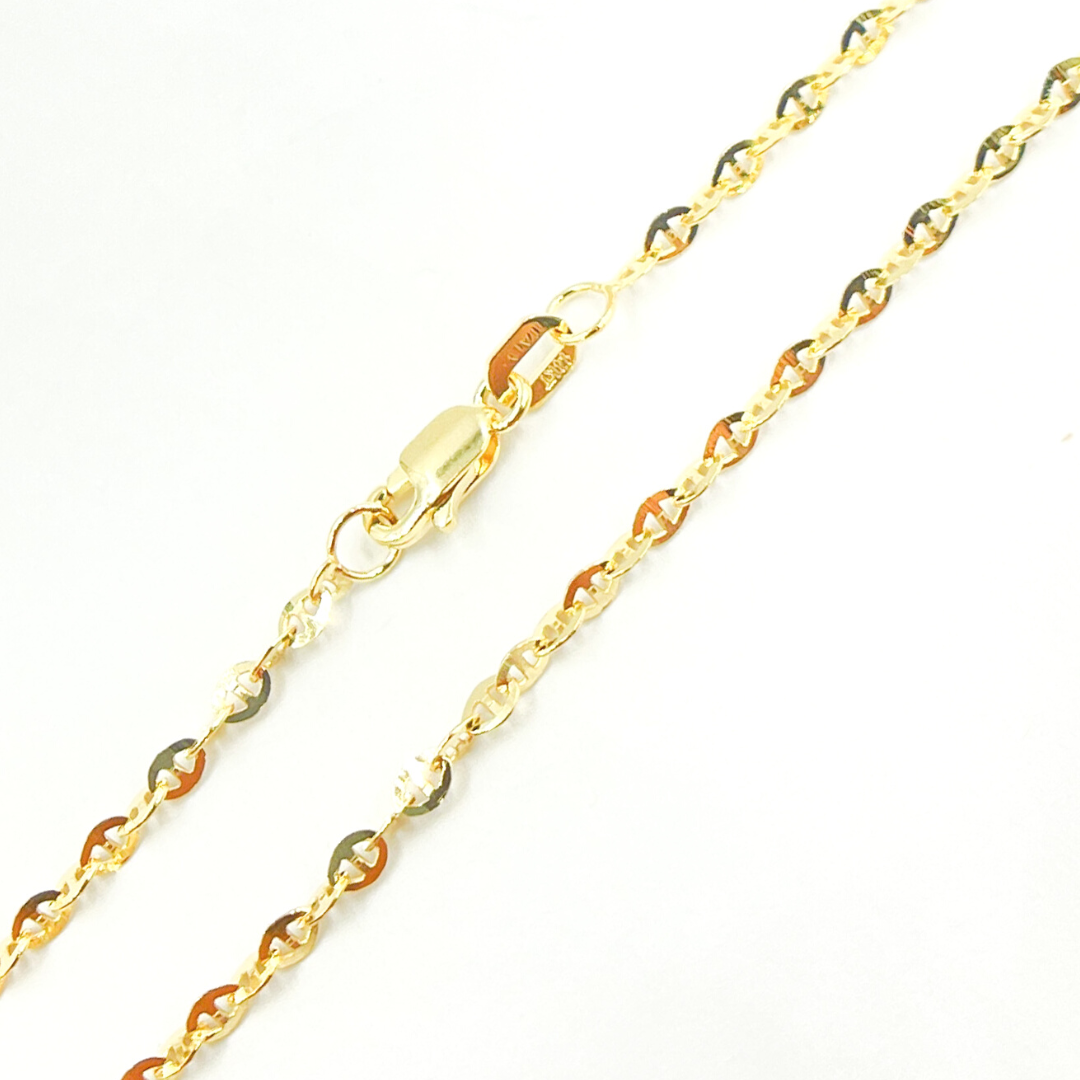 14K Solid Gold Flat Marina Chain