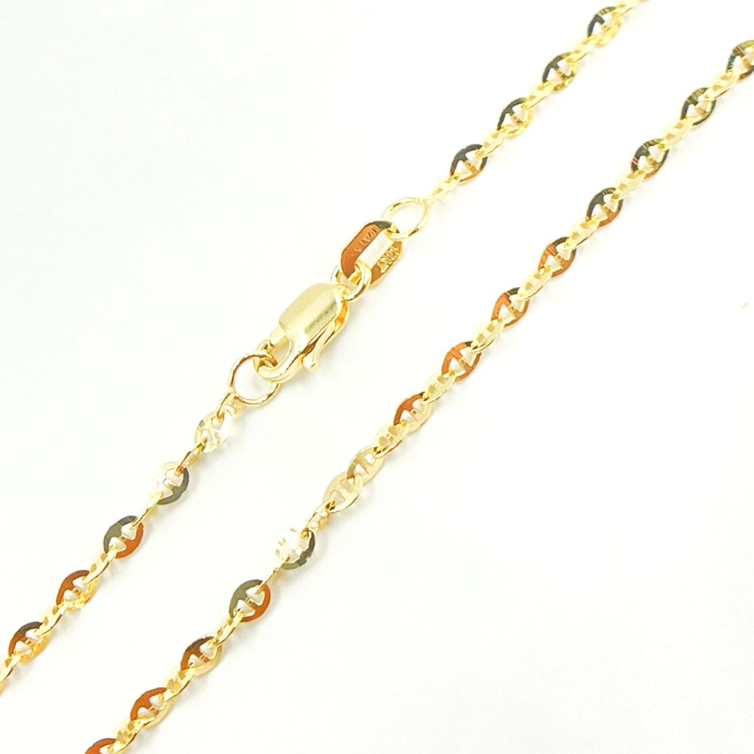 0401484RP. 14K Solid Gold Flat Marina Chain