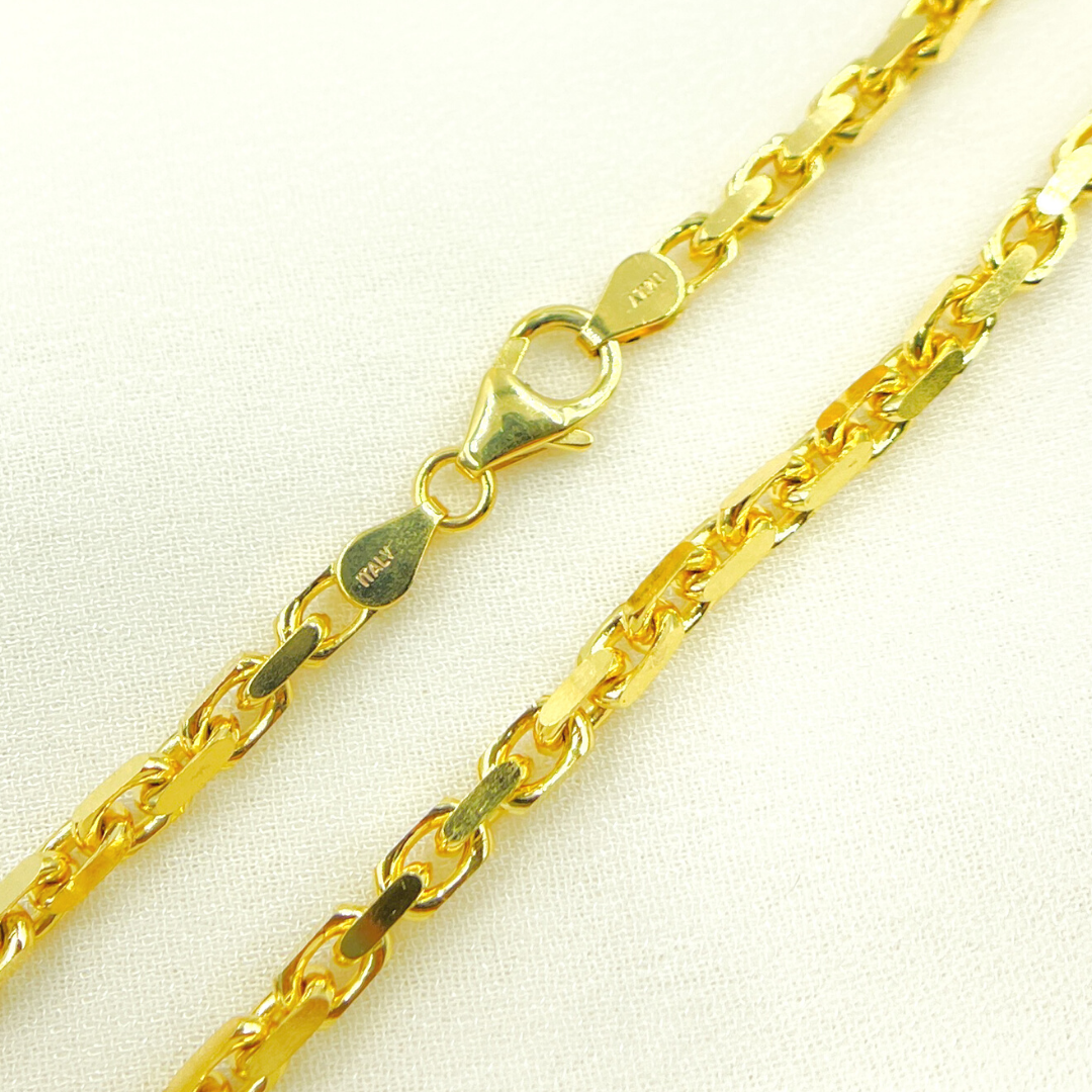 14K Solid Gold Diamond Cut Box Link Chain