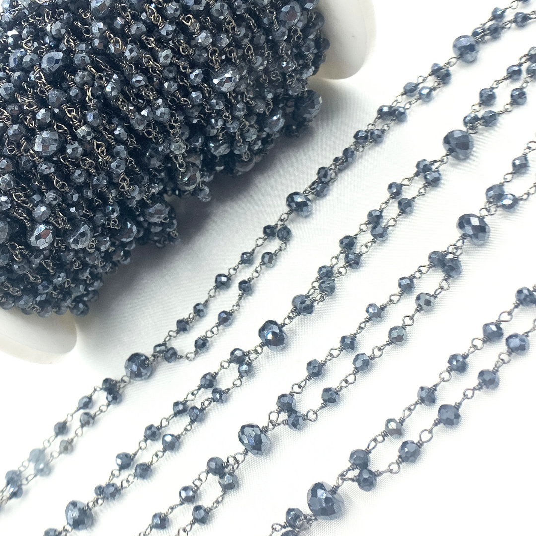 Coated Black Spinel Fancy Oxidized Wire Chain