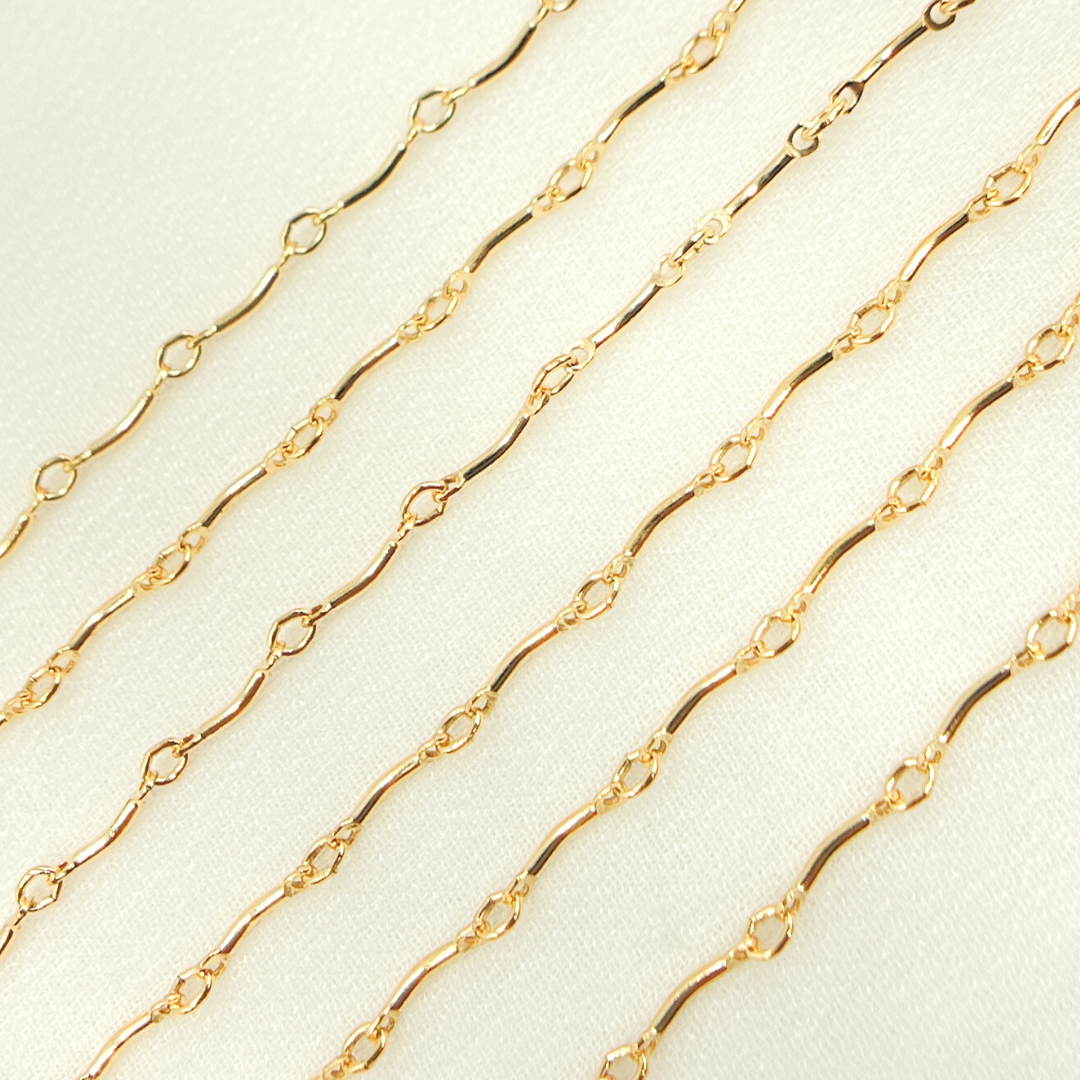 14K Gold Filled Curved Bar Link Chain.