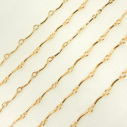 14K Gold Filled Curved Bar Link Chain.