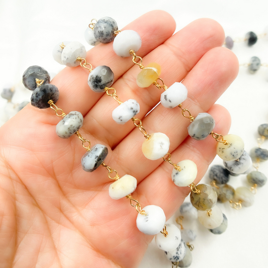 Dendrite Opal Gold Plated Wire Chain.