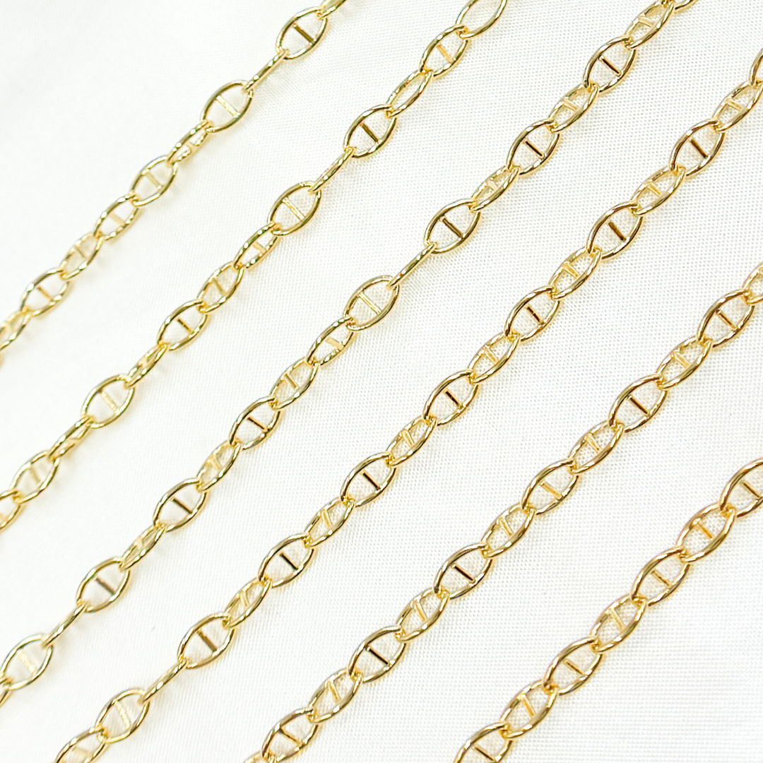 Gold Plated 925 Sterling Silver Smooth Marina Link Chain. Z2GP