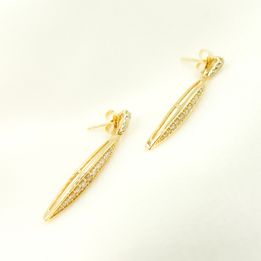 14K Solid Gold and Diamonds Dangle Earrings. EFE51758