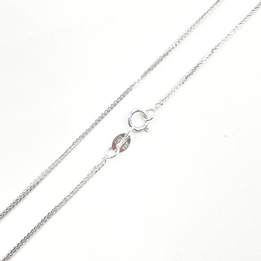 14K Solid White Gold Wheat Chain