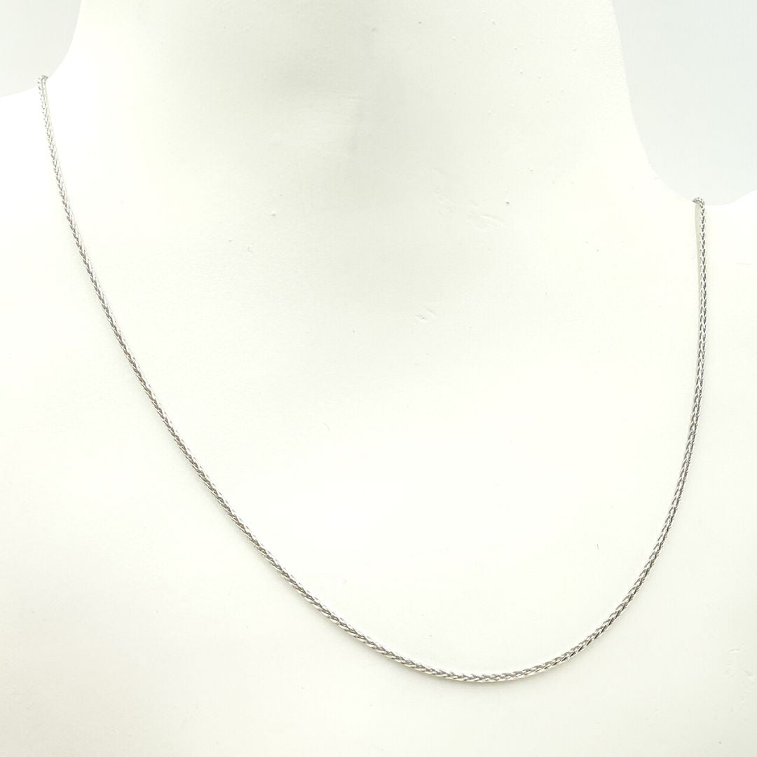 024SP3TFDTWG. 14K Solid White Gold Wheat Chain