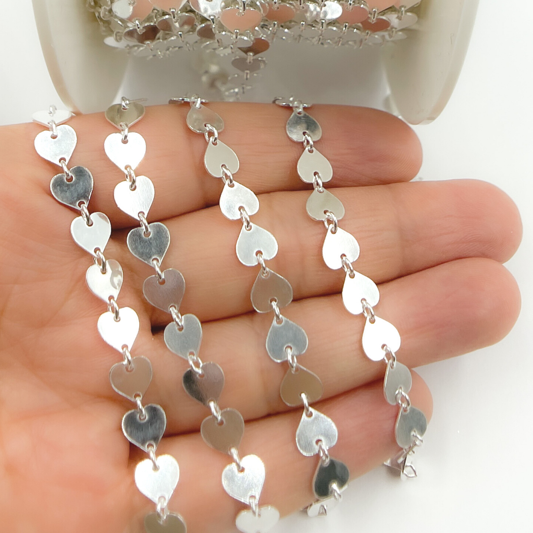 925 Sterling Silver Heart Link Chain. V131SS